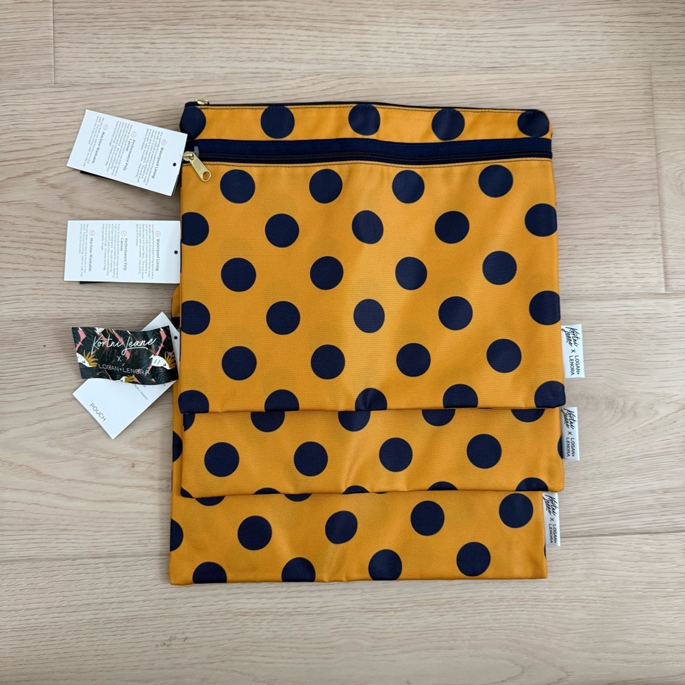 NWT Yellow Polka Dot Pouches